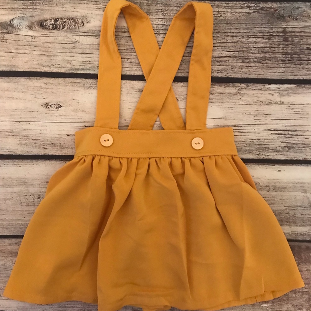 Brand New Mustard Suspender Skirt 12-18 Months